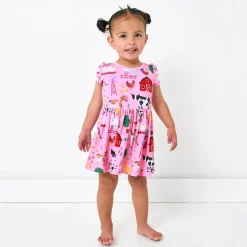 Bamboo Baby Clothes|Bodysuits<Little Sleepies Skater Dress with Bodysuit Farm Fam