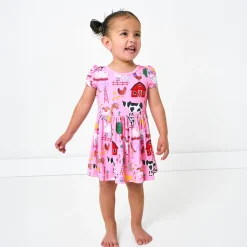 Bamboo Baby Clothes|Bodysuits<Little Sleepies Skater Dress with Bodysuit Farm Fam