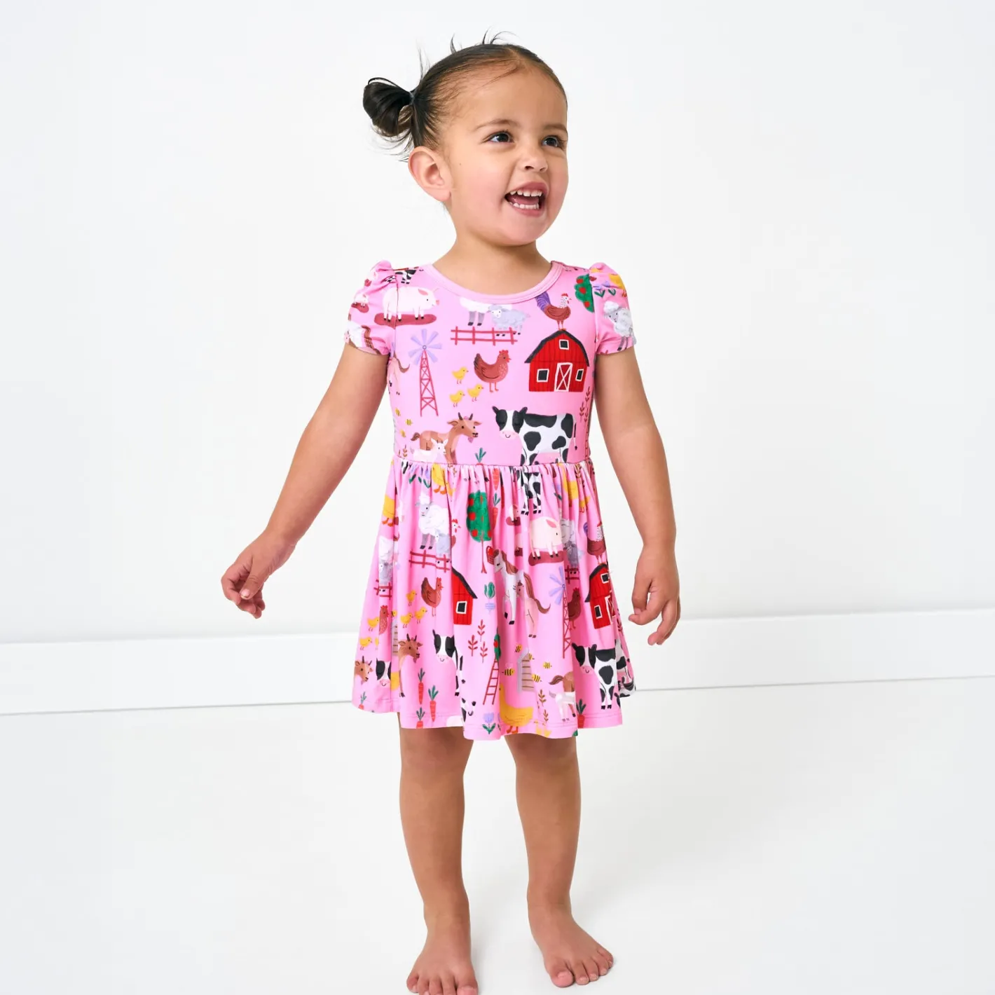 Bamboo Baby Clothes|Bodysuits<Little Sleepies Skater Dress with Bodysuit Farm Fam
