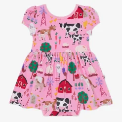 Bamboo Baby Clothes|Bodysuits<Little Sleepies Skater Dress with Bodysuit Farm Fam