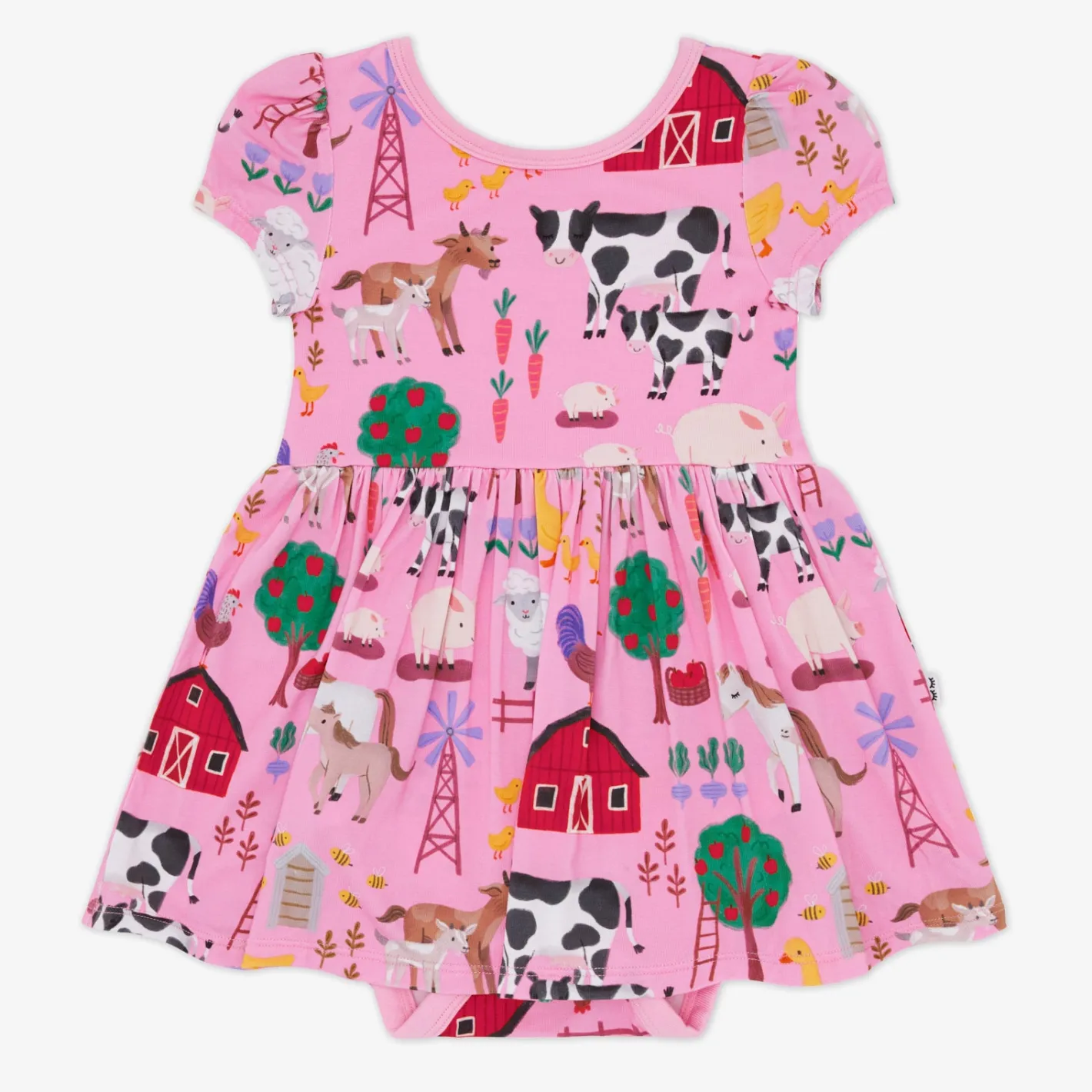 Bamboo Baby Clothes|Bodysuits<Little Sleepies Skater Dress with Bodysuit Farm Fam