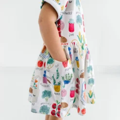 Bamboo Baby Clothes|Dresses<Little Sleepies Patch Pocket Dress with Bloomer Farmers Market