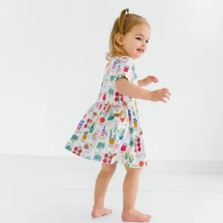 Bamboo Baby Clothes|Dresses<Little Sleepies Patch Pocket Dress with Bloomer Farmers Market