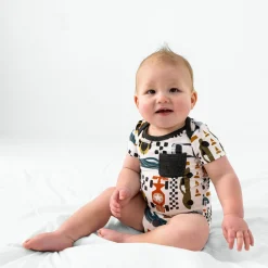 Bamboo Baby Clothes|Bodysuits<Little Sleepies Pocket Bodysuit Fast Lane