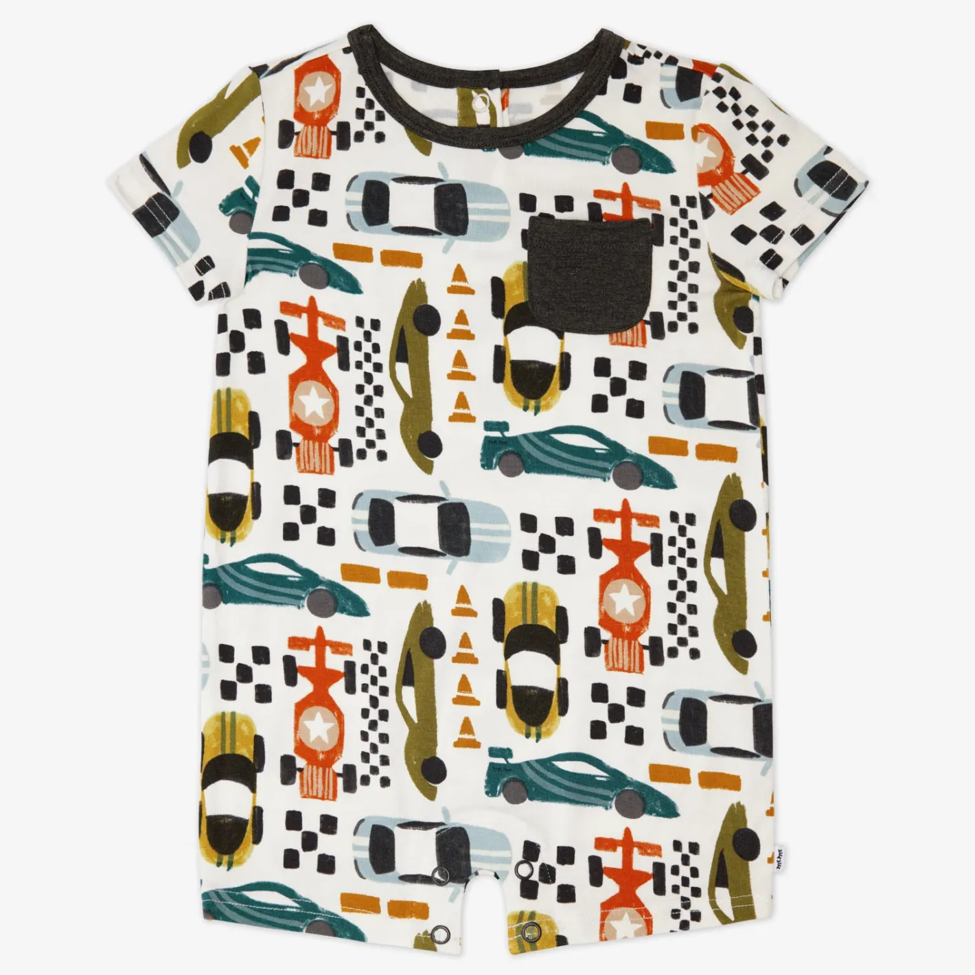 Bamboo Baby Clothes|Rompers<Little Sleepies Pocket Shorty Romper Fast Lane