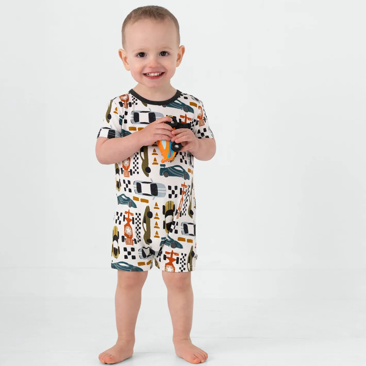 Bamboo Baby Clothes|Rompers<Little Sleepies Pocket Shorty Romper Fast Lane