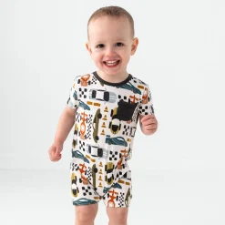 Bamboo Baby Clothes|Rompers<Little Sleepies Pocket Shorty Romper Fast Lane