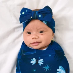 Layette|Swaddles<Little Sleepies Swaddle & Luxe Bow Headband Set Firefly Glow