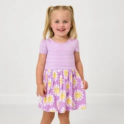 Bamboo Baby Clothes|Bodysuits<Little Sleepies Skater Dress with Bodysuit Flower Power
