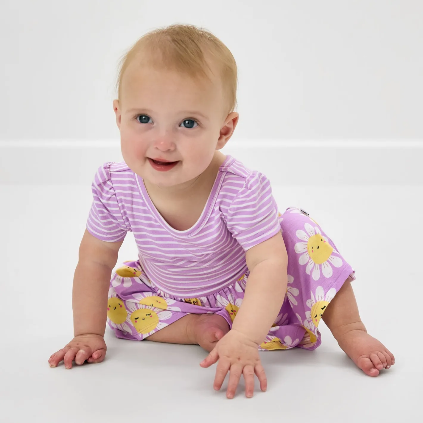 Bamboo Baby Clothes|Bodysuits<Little Sleepies Skater Dress with Bodysuit Flower Power