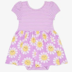 Bamboo Baby Clothes|Bodysuits<Little Sleepies Skater Dress with Bodysuit Flower Power
