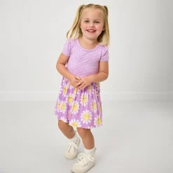 Bamboo Baby Clothes|Bodysuits<Little Sleepies Skater Dress with Bodysuit Flower Power