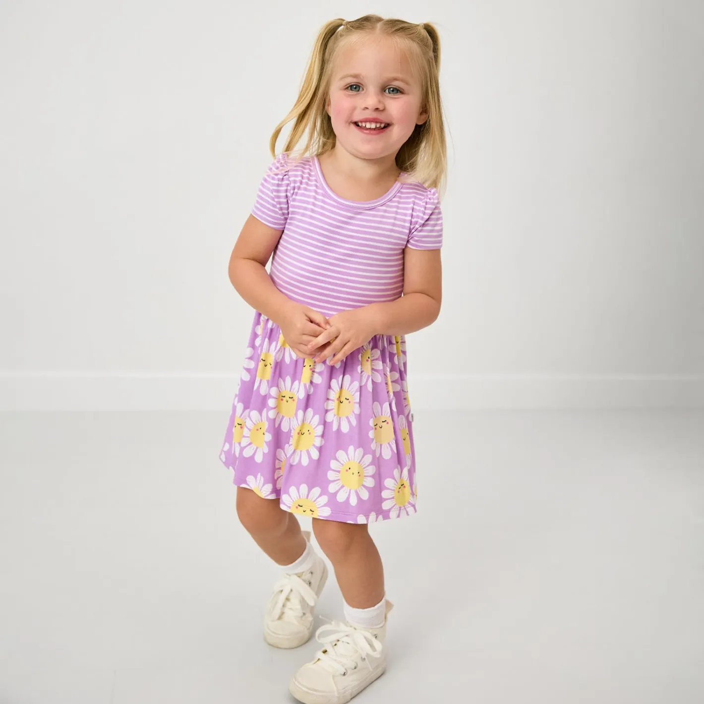 Bamboo Baby Clothes|Bodysuits<Little Sleepies Skater Dress with Bodysuit Flower Power