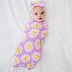 Layette|Swaddles<Little Sleepies Swaddle & Luxe Bow Headband Set Flower Power