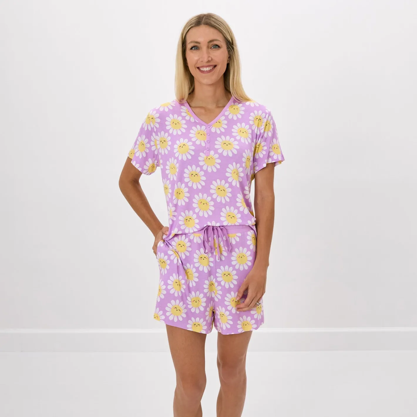 Mommy & Me|Mommy & Me<Little Sleepies Women's Short Sleeve Pajama Top Flower Power