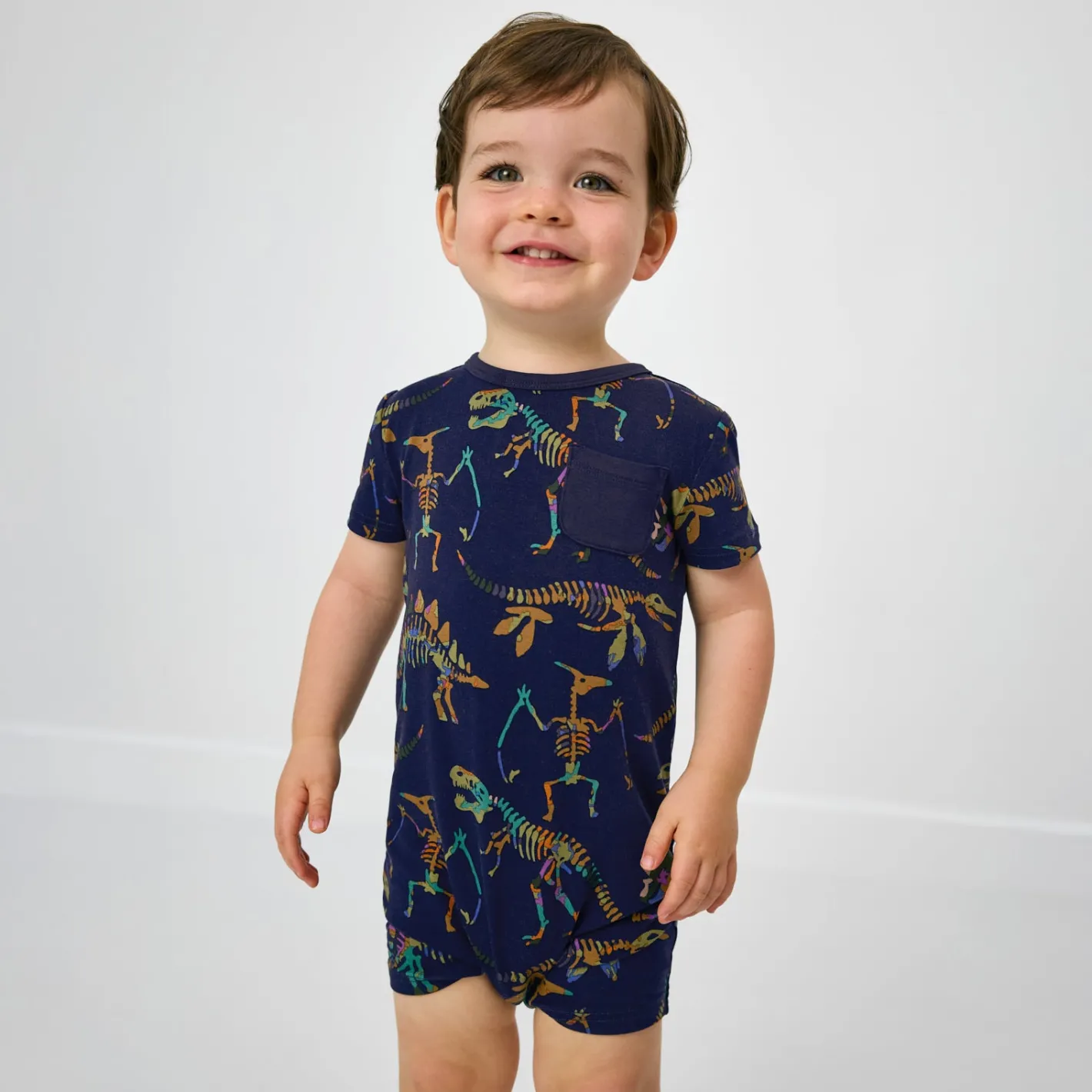 Bamboo Baby Clothes|Rompers<Little Sleepies Pocket Shorty Romper Fossil Quest