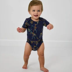 Bamboo Baby Clothes|Bodysuits<Little Sleepies Pocket Bodysuit Fossil Quest