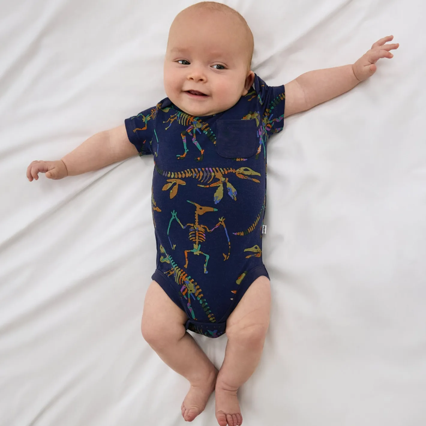 Bamboo Baby Clothes|Bodysuits<Little Sleepies Pocket Bodysuit Fossil Quest