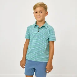 Tops & Tees|Tops & Tees<Little Sleepies Polo Shirt Fresh Green Heather Stripes