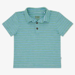 Tops & Tees|Tops & Tees<Little Sleepies Polo Shirt Fresh Green Heather Stripes