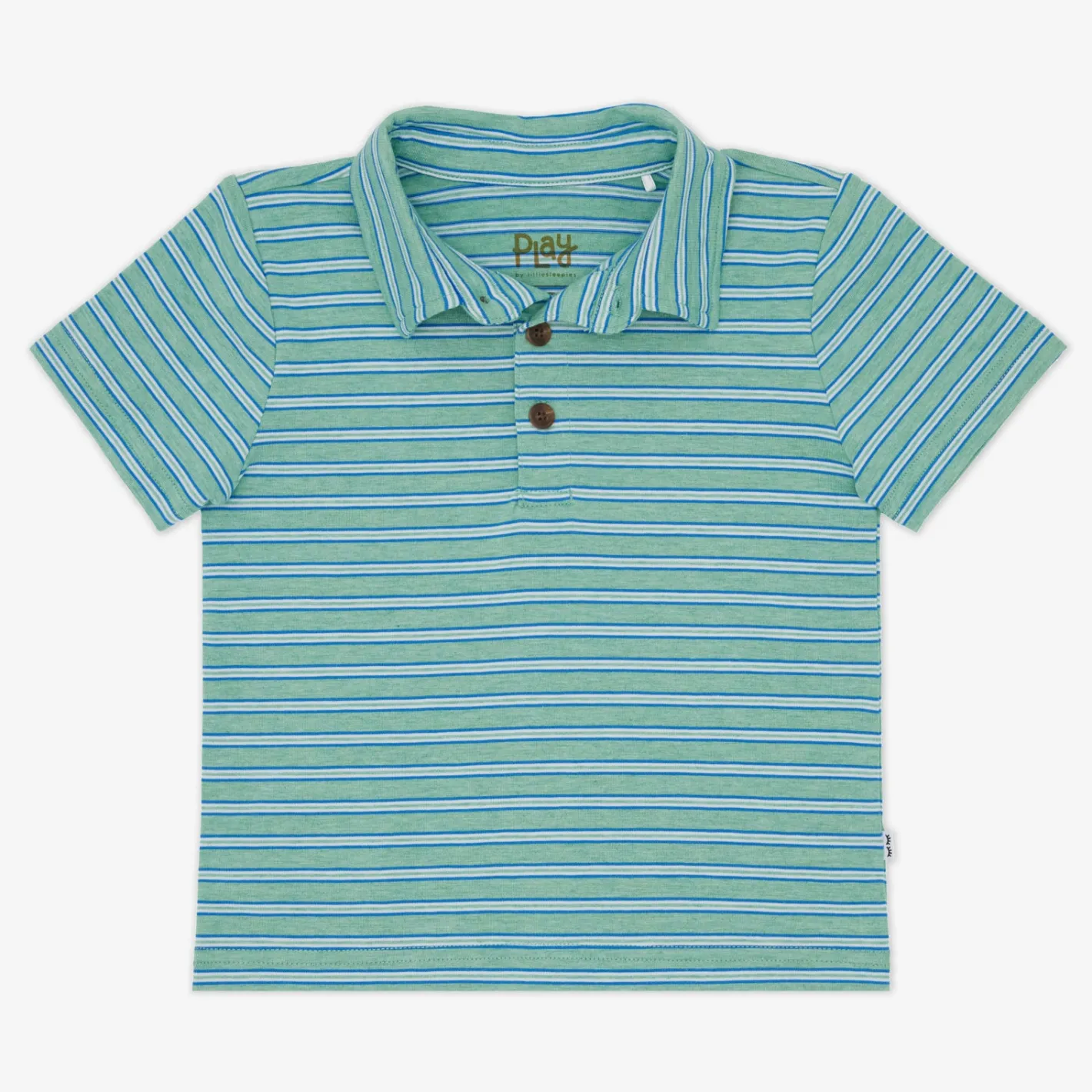 Tops & Tees|Tops & Tees<Little Sleepies Polo Shirt Fresh Green Heather Stripes