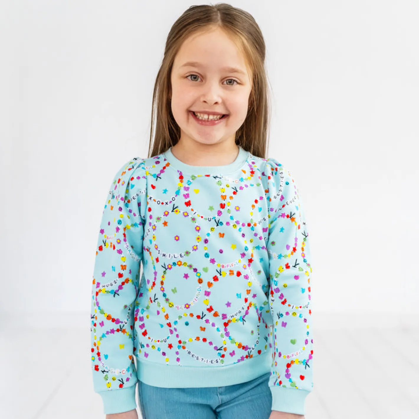 Sweaters & Hoodies|Sweaters & Hoodies<Little Sleepies Puff Sleeve Crewneck Friends Forever