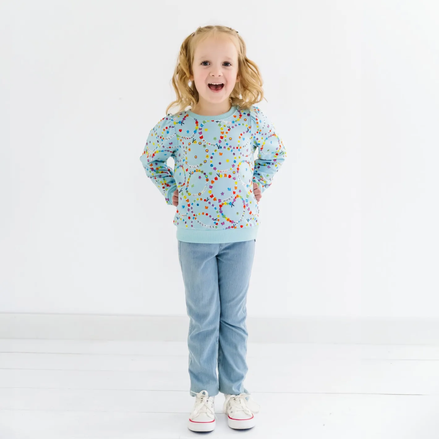 Sweaters & Hoodies|Sweaters & Hoodies<Little Sleepies Puff Sleeve Crewneck Friends Forever