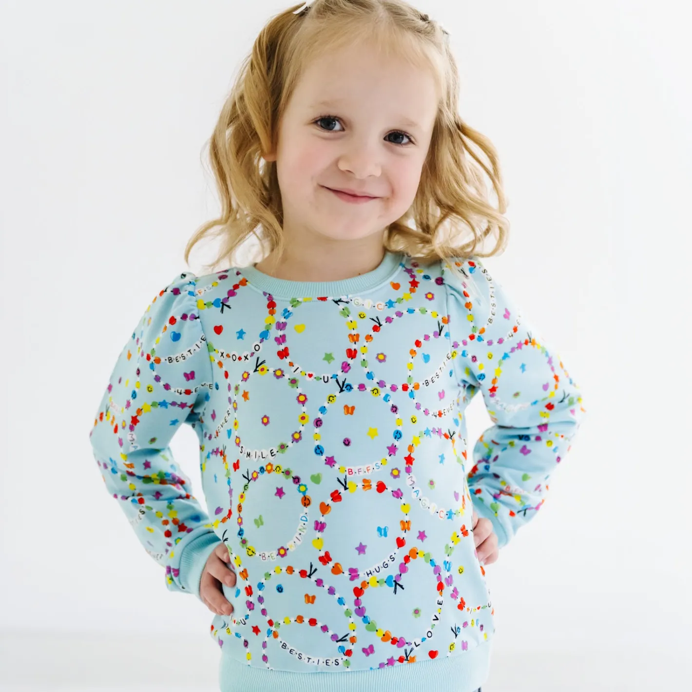 Sweaters & Hoodies|Sweaters & Hoodies<Little Sleepies Puff Sleeve Crewneck Friends Forever
