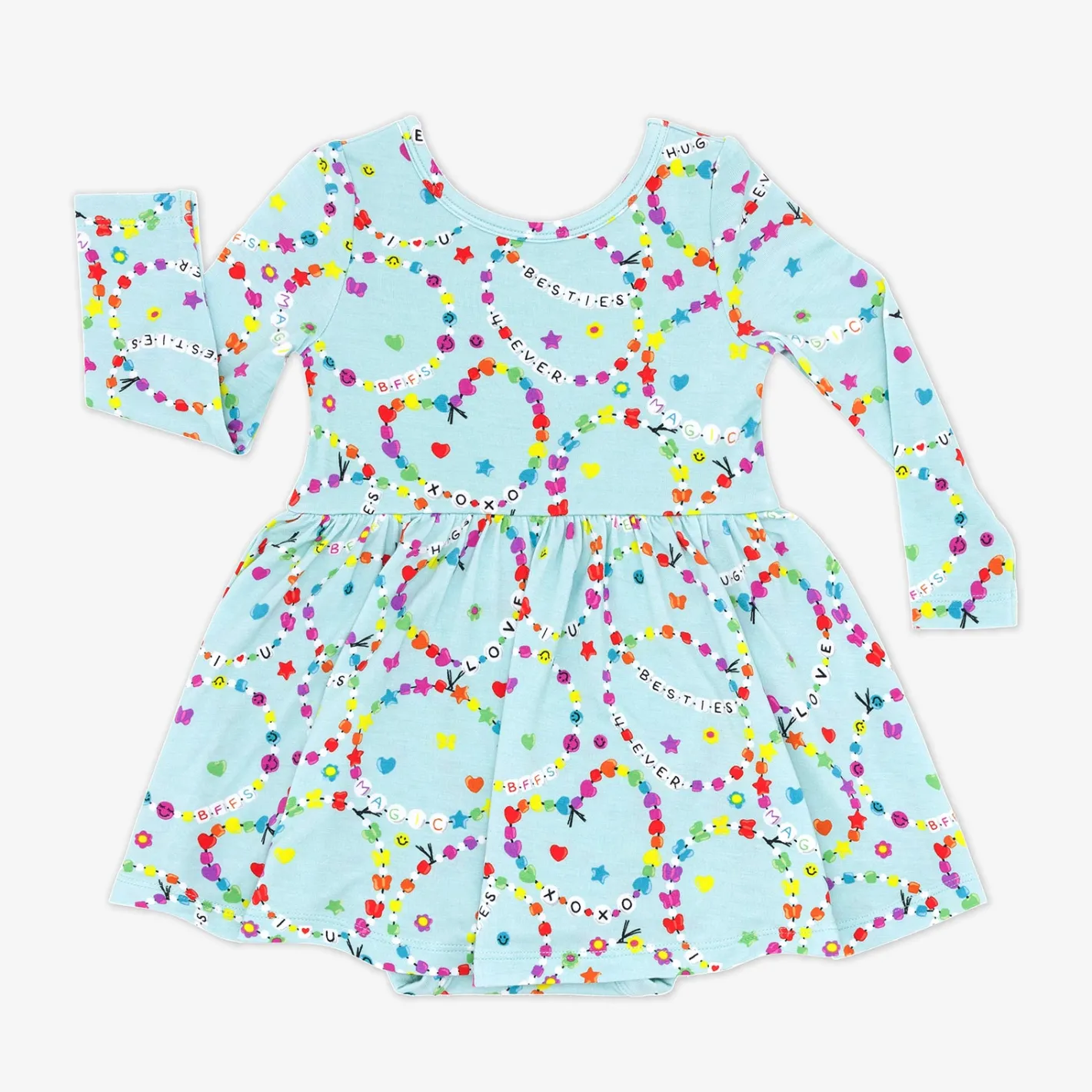 Bamboo Baby Clothes|Bodysuits<Little Sleepies Twirl Dress with Bodysuit Friends Forever