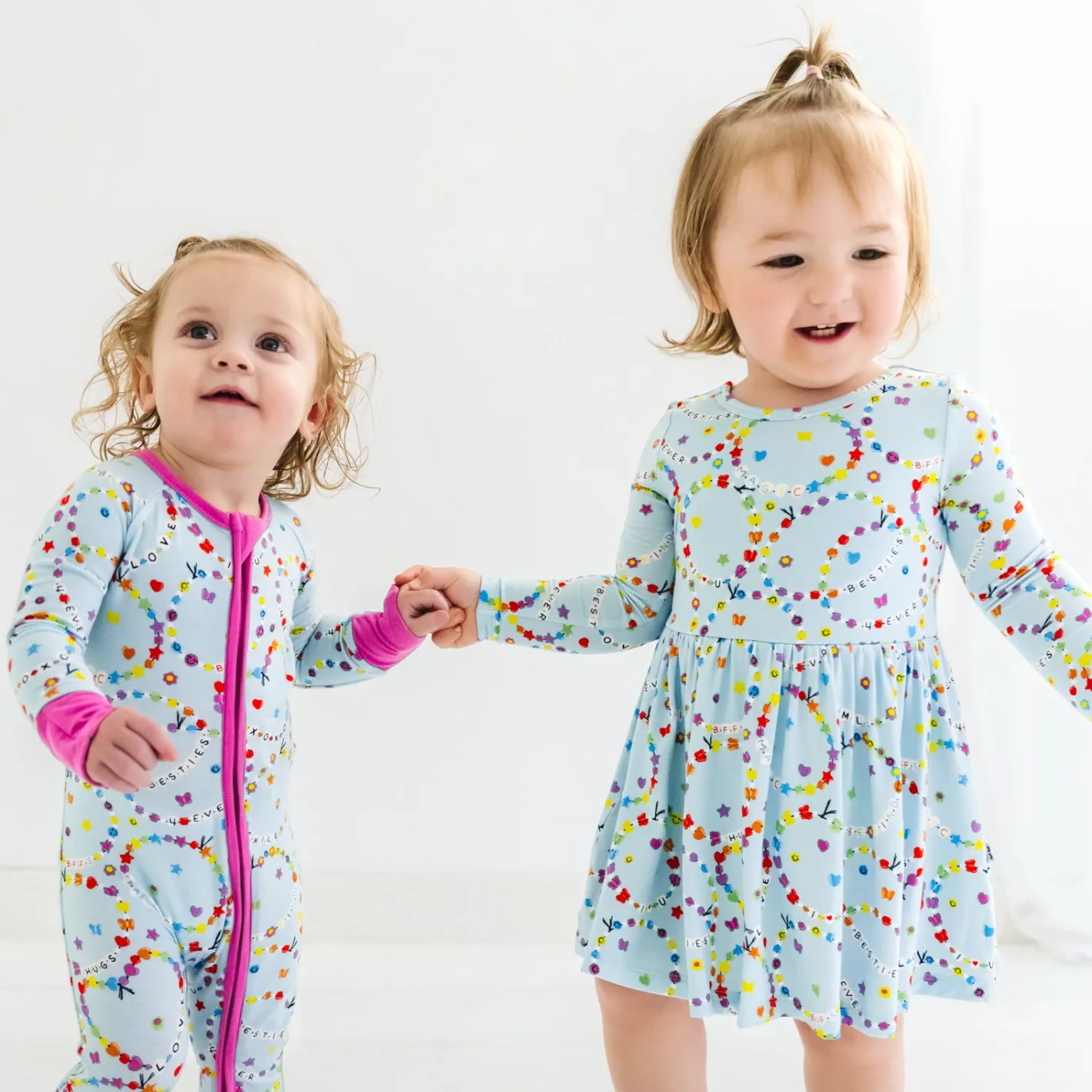 Bamboo Baby Clothes|Bodysuits<Little Sleepies Twirl Dress with Bodysuit Friends Forever