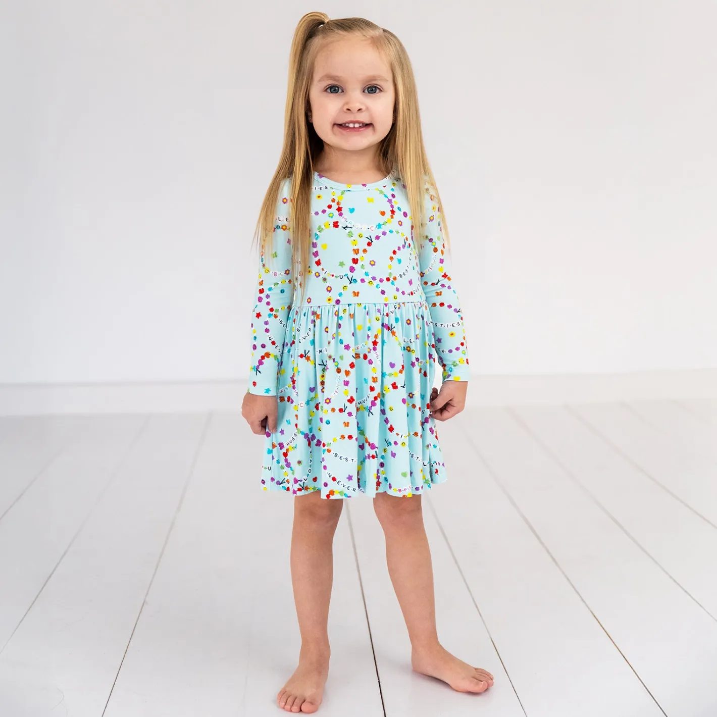 Bamboo Baby Clothes|Bodysuits<Little Sleepies Twirl Dress with Bodysuit Friends Forever
