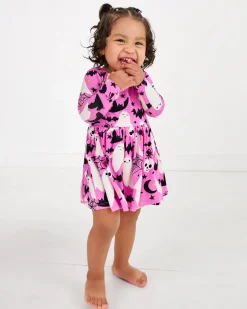 Bamboo Baby Clothes|Bodysuits<Little Sleepies Bow Back Skater Dress with Bodysuit Frightful Friends