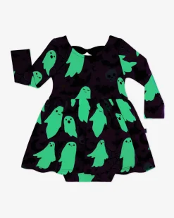 Bamboo Baby Clothes|Bodysuits<Little Sleepies Bow Back Skater Dress with Bodysuit Frightful Friends