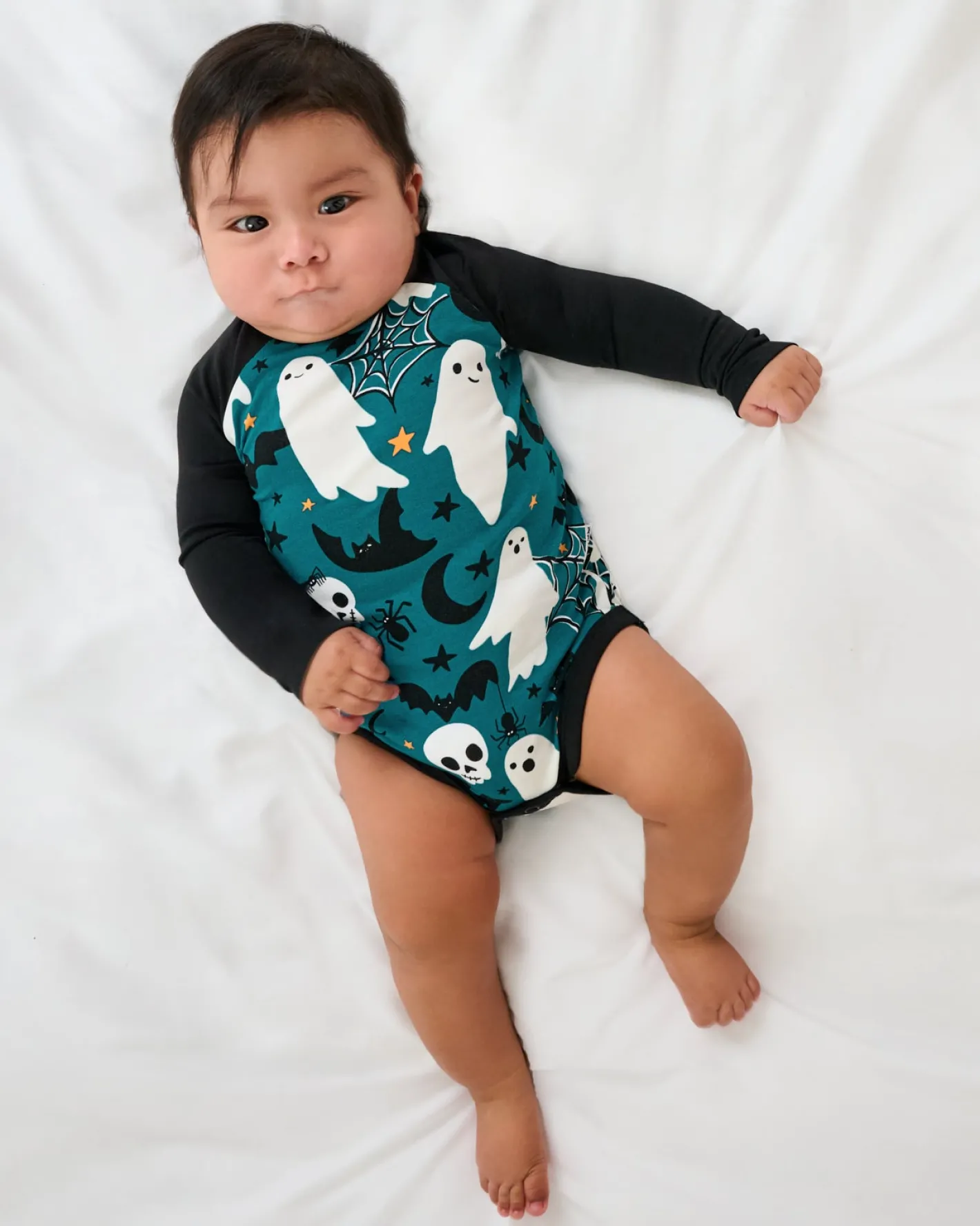 Bamboo Baby Clothes|Bodysuits<Little Sleepies Raglan Bodysuit Frightful Friends
