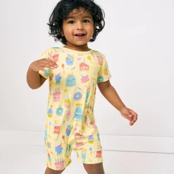 Bamboo Baby Clothes|Rompers<Little Sleepies Pocket Shorty Romper Frosted Fun