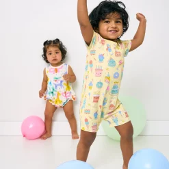 Bamboo Baby Clothes|Rompers<Little Sleepies Pocket Shorty Romper Frosted Fun