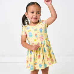 Bamboo Baby Clothes|Bodysuits<Little Sleepies Skater Dress with Bodysuit Frosted Fun