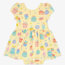 Bamboo Baby Clothes|Bodysuits<Little Sleepies Skater Dress with Bodysuit Frosted Fun