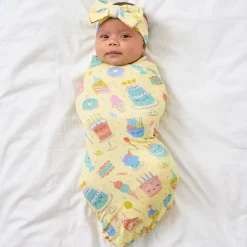 Layette|Swaddles<Little Sleepies Swaddle & Luxe Bow Headband Set Frosted Fun