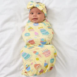 Layette|Swaddles<Little Sleepies Swaddle & Luxe Bow Headband Set Frosted Fun