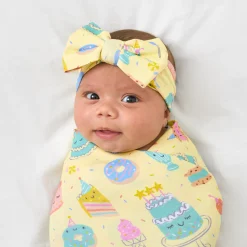 Layette|Swaddles<Little Sleepies Swaddle & Luxe Bow Headband Set Frosted Fun