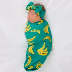 Layette|Swaddles<Little Sleepies Swaddle & Luxe Bow Headband Set Go Bananas