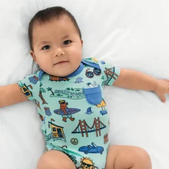 Bamboo Baby Clothes|Bodysuits<Little Sleepies Pocket Bodysuit Golden State