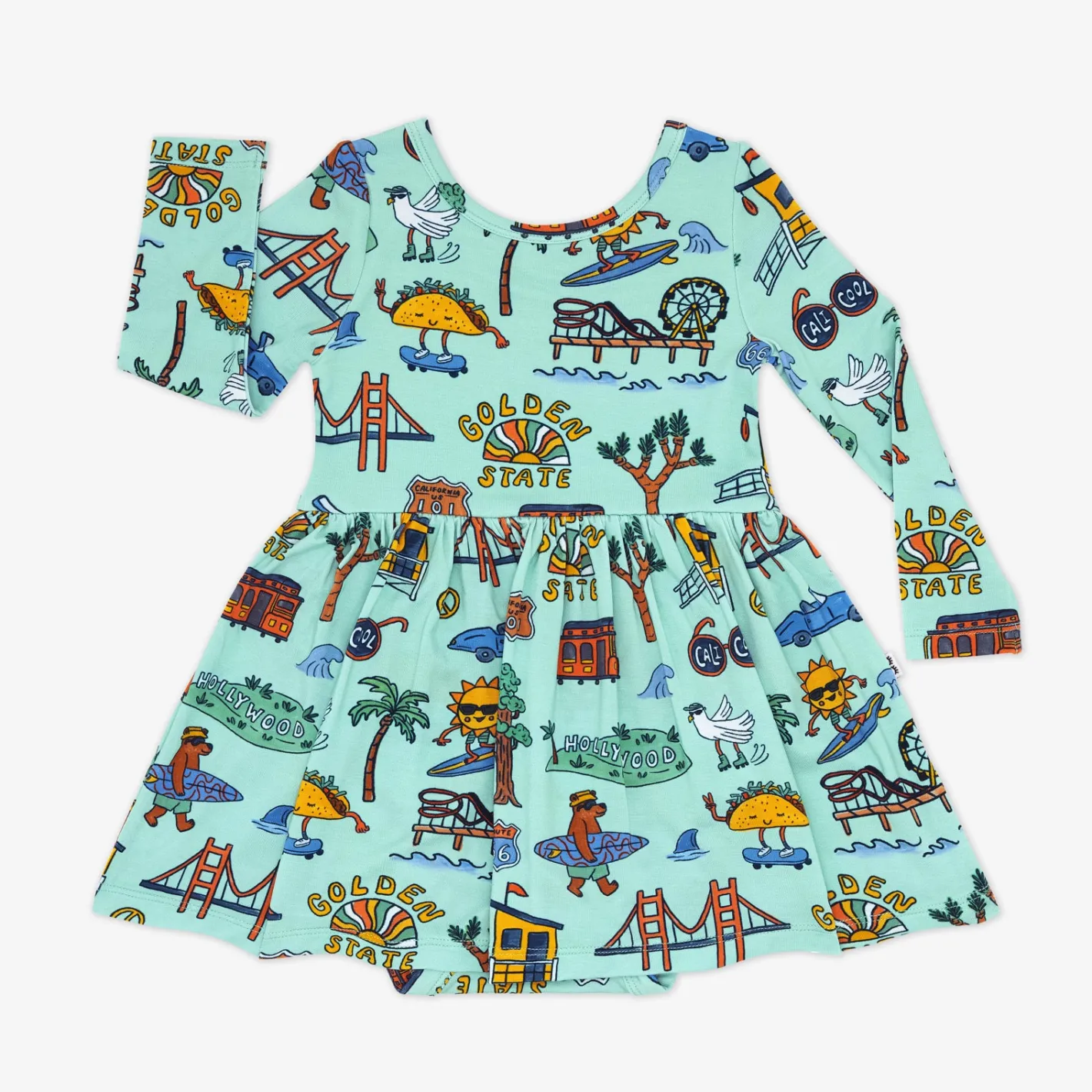 Bamboo Baby Clothes|Bodysuits<Little Sleepies Skater Dress with Bodysuit Golden State