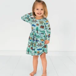 Bamboo Baby Clothes|Bodysuits<Little Sleepies Skater Dress with Bodysuit Golden State