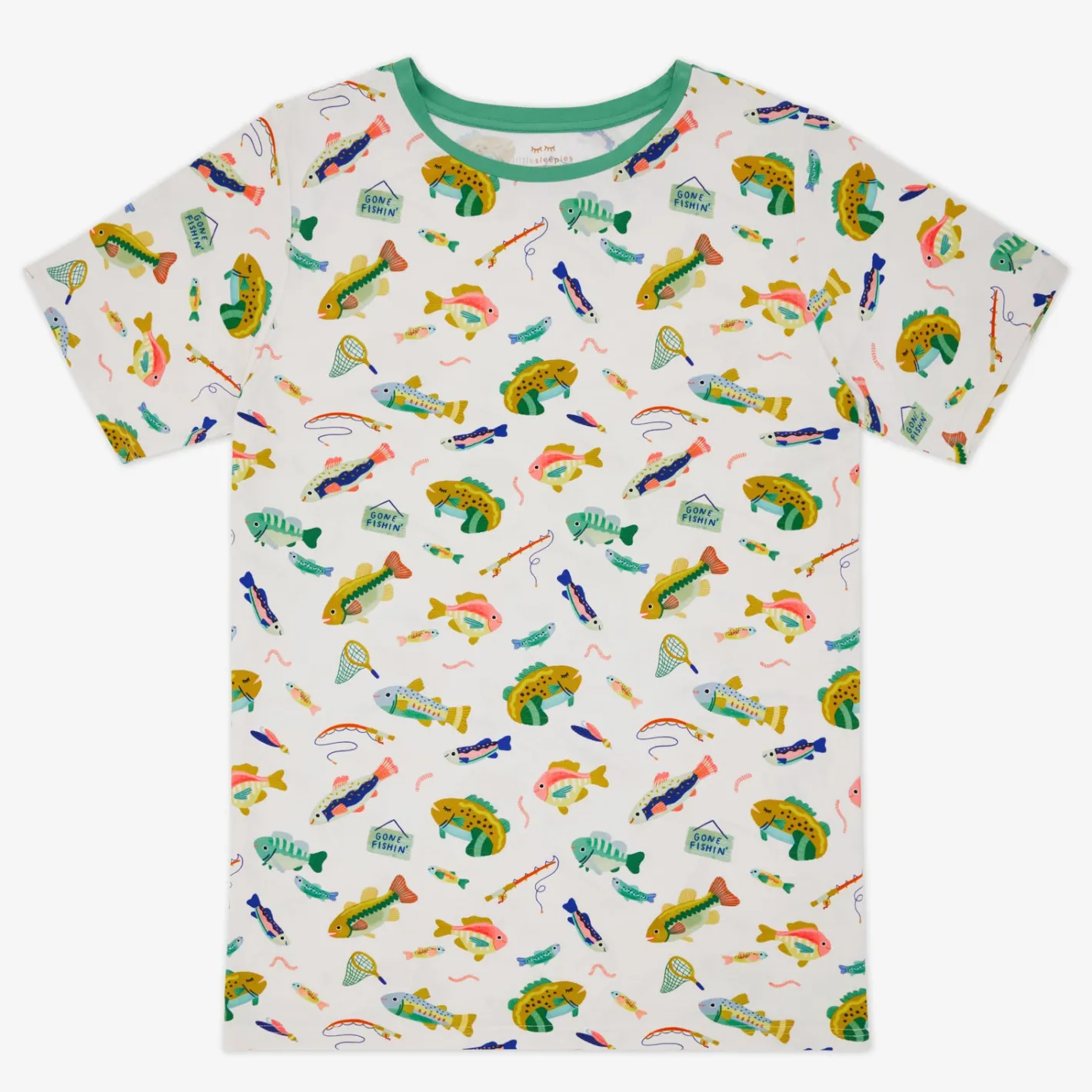 Men's<Little Sleepies Men's Short Sleeve Pajama Top Gone Fishin'