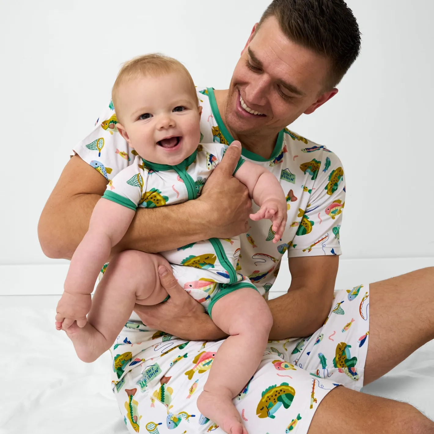 Men's<Little Sleepies Men's Short Sleeve Pajama Top Gone Fishin'