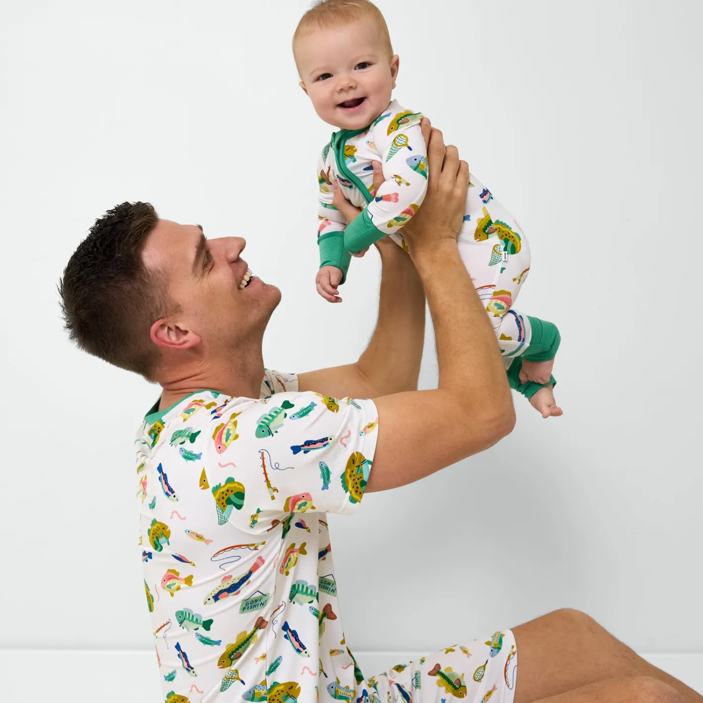 Men's<Little Sleepies Men's Short Sleeve Pajama Top Gone Fishin'