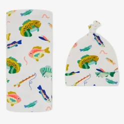 Layette|Swaddles<Little Sleepies Swaddle & Hat Set Gone Fishin'