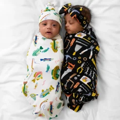 Layette|Swaddles<Little Sleepies Swaddle & Hat Set Gone Fishin'